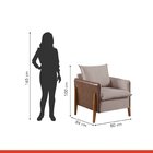 Poltrona Monalisa Pés Em Madeira Maciça Detalhe Corino  Linho