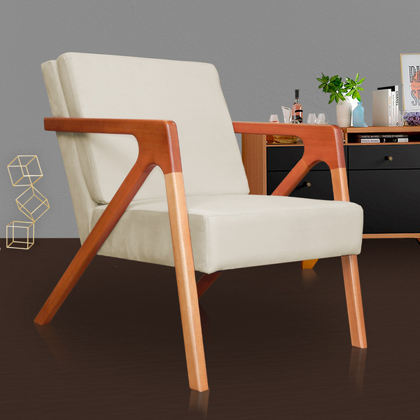 Poltrona Monalisa Suede Bege - Vallisa Decor