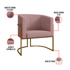 Poltrona Montana Linho Rosa Bebê Base De Ferro Dourado - D'ro