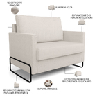 Poltrona Namoradeira 1 Lugar Sala De Estar Malta L02 Linho Cr