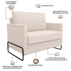 Poltrona Namoradeira 1 Lugar Sala De Estar Malta L02 Suede Be