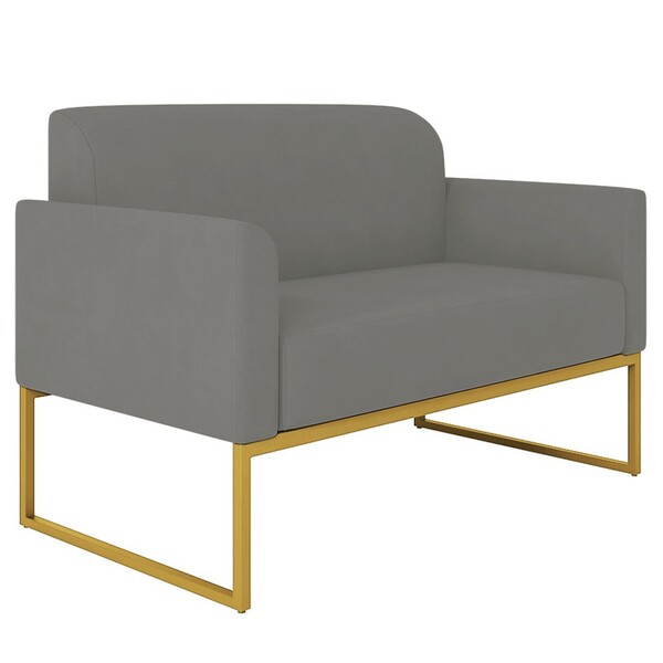 Poltrona Namoradeira 2 Lugares Base Industrial Dourada Maress