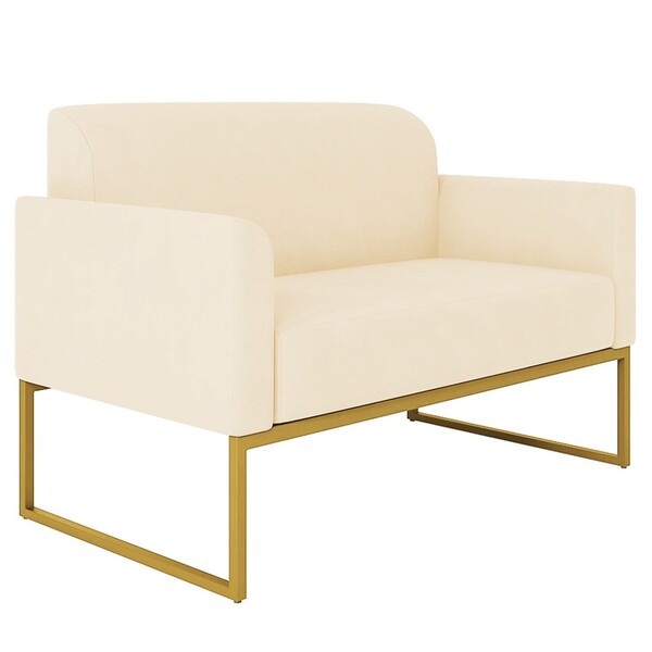 Poltrona Namoradeira 2 Lugares Base Industrial Dourada Maress