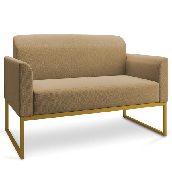 Poltrona Namoradeira 2 Lugares Base Industrial Dourada Maress