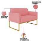 Poltrona Namoradeira 2 Lugares Base Industrial Dourada Maress