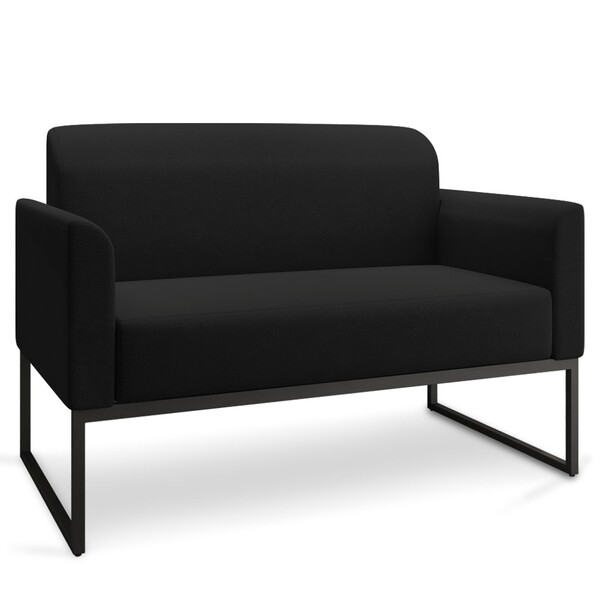 Poltrona Namoradeira 2 Lugares Base Industrial Preta Maressa