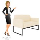 Poltrona Namoradeira 2 Lugares Base Industrial Preta Maressa