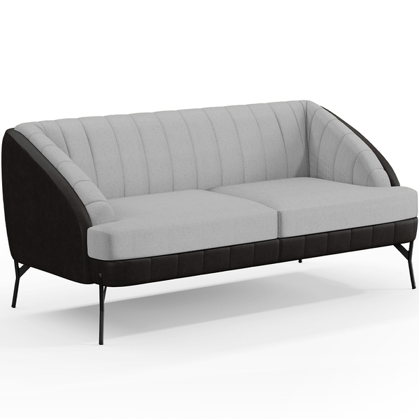 Poltrona Namoradeira 2 Lugares Coral D02 Linho Cinza D-315 Co