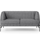 Poltrona Namoradeira 2 Lugares Coral D02 Linho Cinza Escuro C