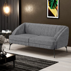 Poltrona Namoradeira 2 Lugares Coral D02 Linho Cinza Escuro C