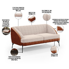 Poltrona Namoradeira 2 Lugares Coral D02 Veludo Bege C-309 Co