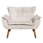 Poltrona Namoradeira 2 Lugares Pés Palito Opla Suede Bege - I