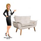 Poltrona Namoradeira 2 Lugares Pés Palito Opla Suede Bege - I