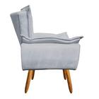 Poltrona Namoradeira 2 Lugares Pés Palito Opla Suede Cinza -