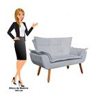 Poltrona Namoradeira 2 Lugares Pés Palito Opla Suede Cinza -