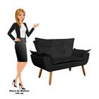 Poltrona Namoradeira 2 Lugares Pés Palito Opla Suede Preto -