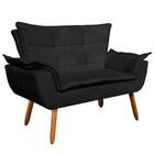 Poltrona Namoradeira 2 Lugares Pés Palito Opla Suede Preto -