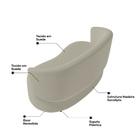 Poltrona Namoradeira Aisha 02 Lugares Orgânica Suede Bege - D