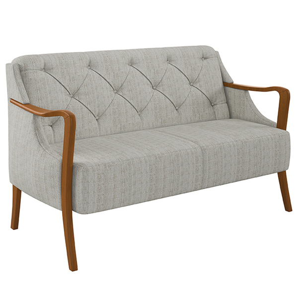 Poltrona Namoradeira Decorativa 2 Lugares Braços Em Madeira H