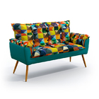 Poltrona Namoradeira Decorativa Beta Sued Estampado Colorido