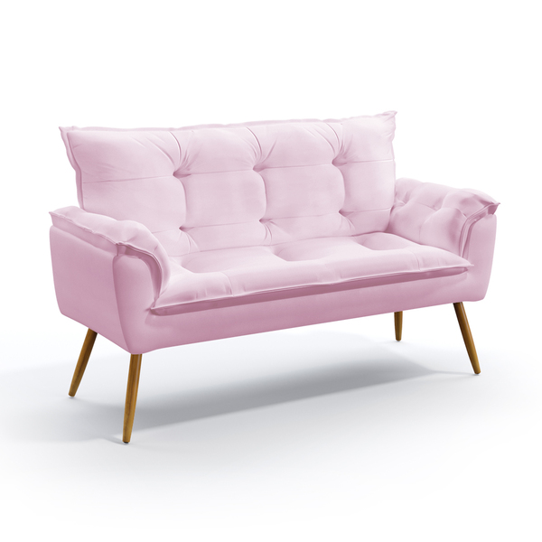 Poltrona Namoradeira Decorativa Beta Z-021 Sued Rosa Bebê Ara