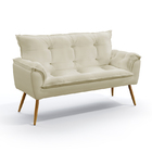 Poltrona Namoradeira Decorativa Estofada Beta Sued Bege Arade