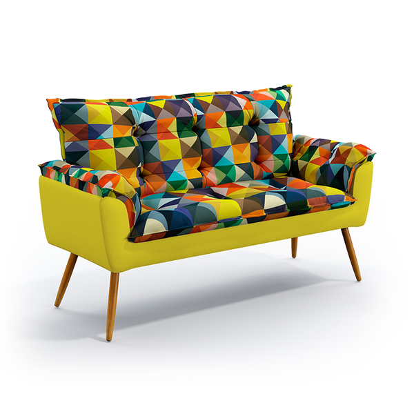 Poltrona Namoradeira Decorativa Estofada Beta Sued Estampado