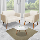 Poltrona Namoradeira Decorativa Isabella Pés Palito Madeira S