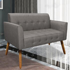 Poltrona Namoradeira Decorativa Pés Palito Karen Linho Grafit