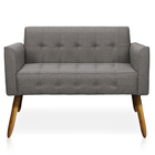 Poltrona Namoradeira Decorativa Pés Palito Karen Linho Grafit