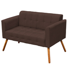 Poltrona Namoradeira Decorativa Pés Palito Karen Suede Marrom