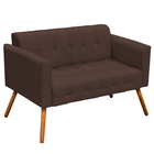 Poltrona Namoradeira Decorativa Pés Palito Karen Suede Marrom