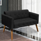 Poltrona Namoradeira Decorativa Pés Palito Karen Suede Preto