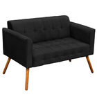 Poltrona Namoradeira Decorativa Pés Palito Karen Suede Preto