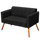 Poltrona Namoradeira Decorativa Pés Palito Karen Suede Preto