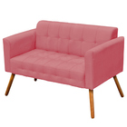 Poltrona Namoradeira Decorativa Pés Palito Karen Suede Rosê G