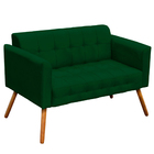 Poltrona Namoradeira Decorativa Pés Palito Karen Suede Verde