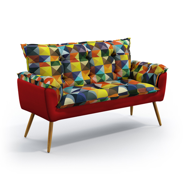 Poltrona Namoradeira Estofada Beta F-015 N-033 Sued Estampado