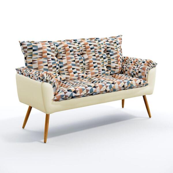 Poltrona Namoradeira N-030 Sued Estampado Bege Bege