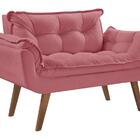 Poltrona Namoradeira Opalla Suede Base Palito Rosa