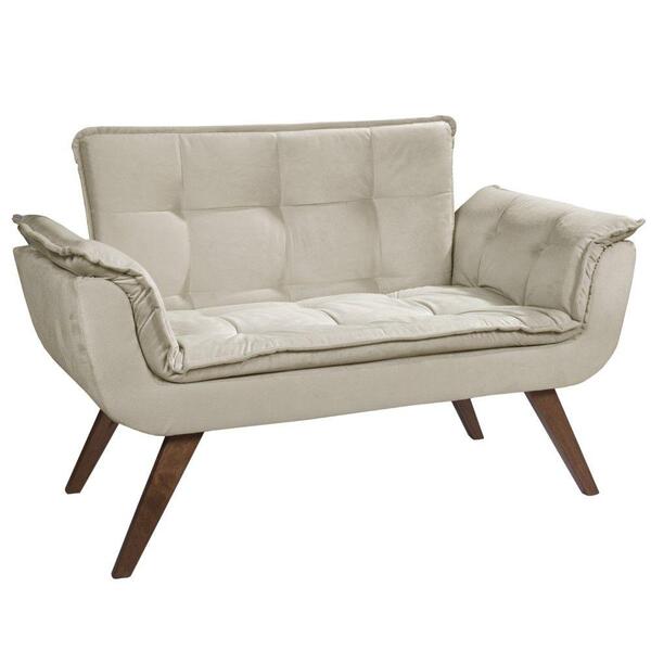 Poltrona Namoradeira Orion 02 Lugares Base Palito Bege