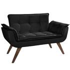Poltrona Namoradeira Orion 02 Lugares Base Palito Suede Preto