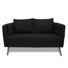 Poltrona Namoradeira Paris D07 2 Lugares Linho Preto - D'rossi