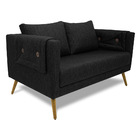 Poltrona Namoradeira Paris D07 2 Lugares Linho Preto - D'rossi