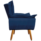 Poltrona Namoradeira Pés Palito Charger Suede Azul Marinho G1