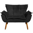 Poltrona Namoradeira Pés Palito Charger Suede Preto G19 - Gra