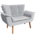 Poltrona Namoradeira Pés Palito Charger Veludo Cinza G19 - Gr