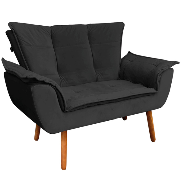 Poltrona Namoradeira Pés Palito Charger Veludo Preto G19 - Gr