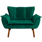 Poltrona Namoradeira Pés Palito Charger Veludo Verde G19 - Gr