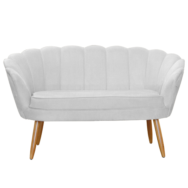 Poltrona Namoradeira Pétala Suede Pés De Madeira  - Ds Estofa